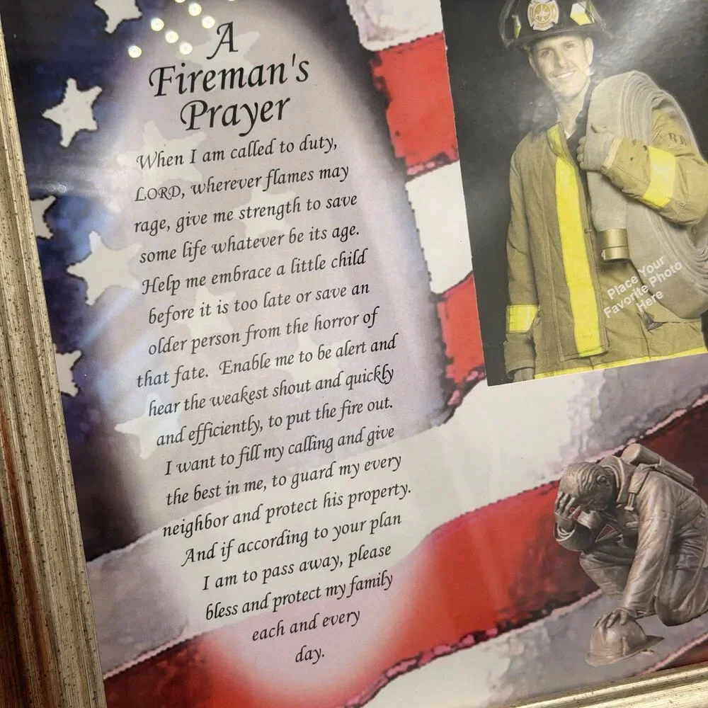 Fireman’s Prayer Photo Frame 10.5” x 10.5” Firefighter Memorial Keepsake Picture
